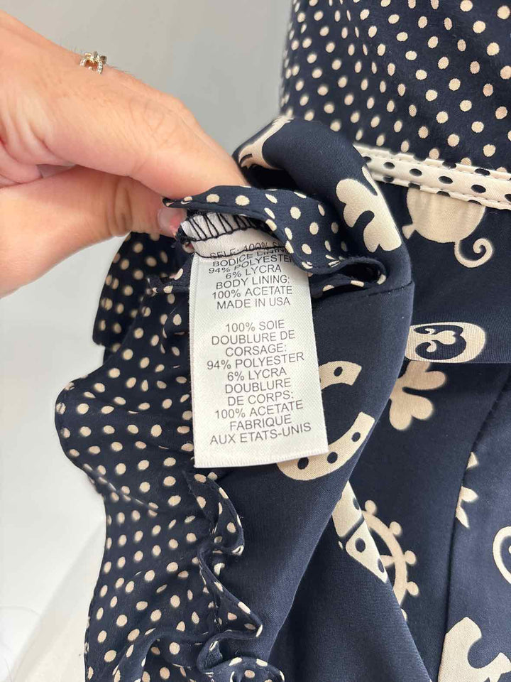 Size S NANETTE LEPORE Navy Print Shirt