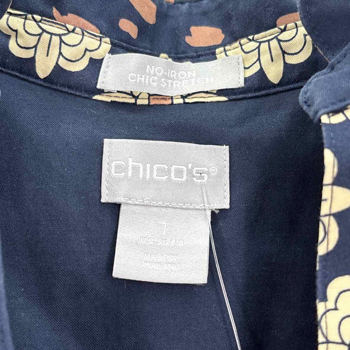 Size 8 Chico's Navy Print Shirt