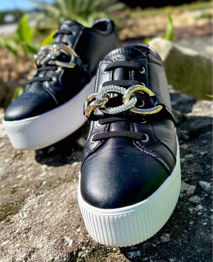 Shoe Size 8 KARL LAGERFELD Black Leather Sneakers