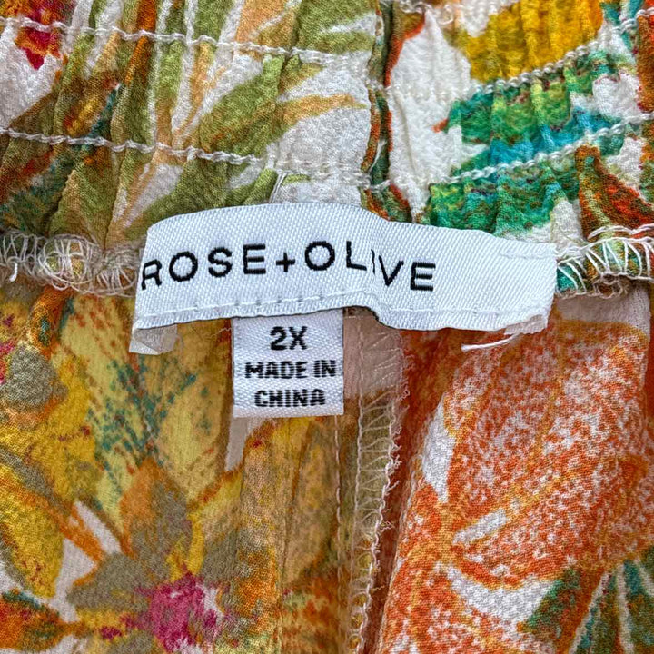 Size 2X ROSE + OLIVE Multi-Color Pants