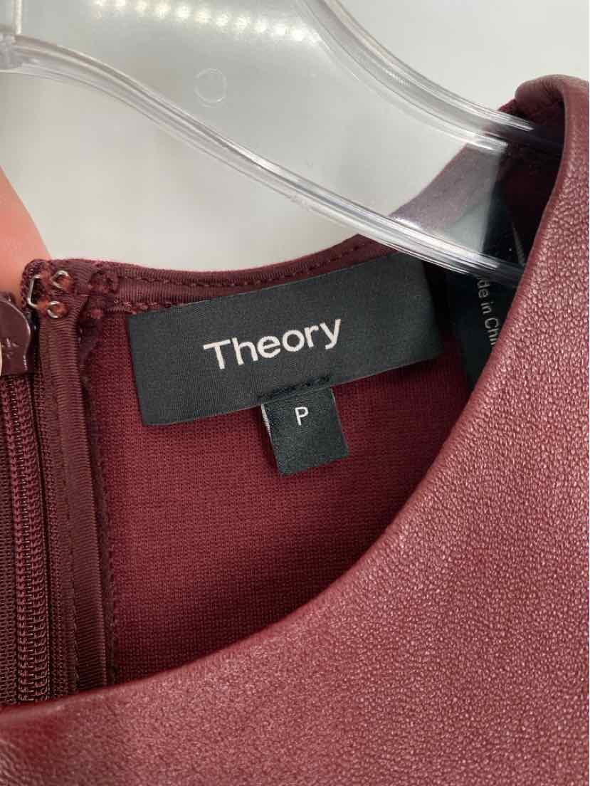 Size Petite THEORY Burgundy Leather Luxury - Shirt