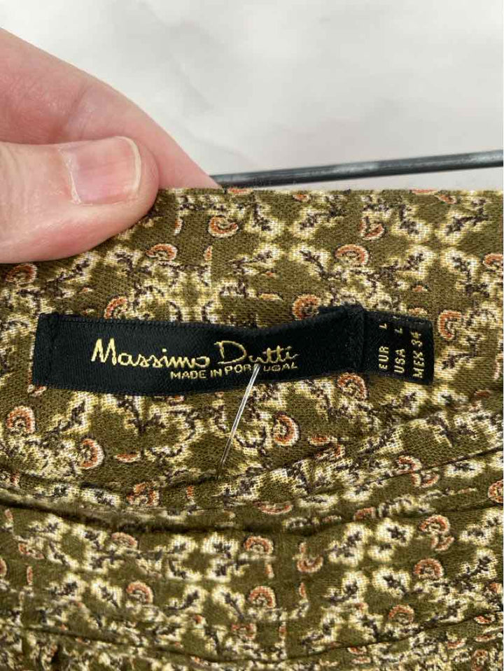 Size L MASSIMO DUTTI Green Print Skirt