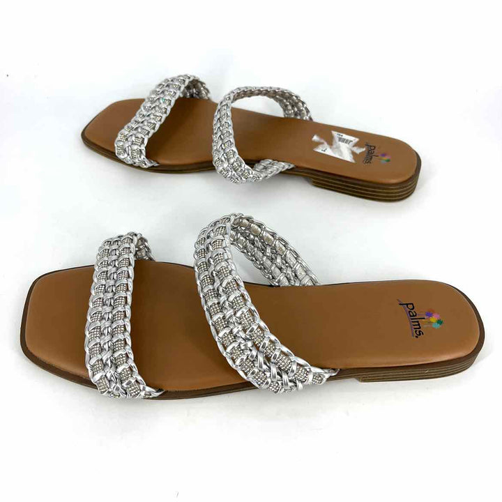Shoe Size 12 Silver Faux Leather Sandals