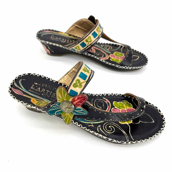 Shoe Size 7.5 SPRING STEP Black Leather Sandals