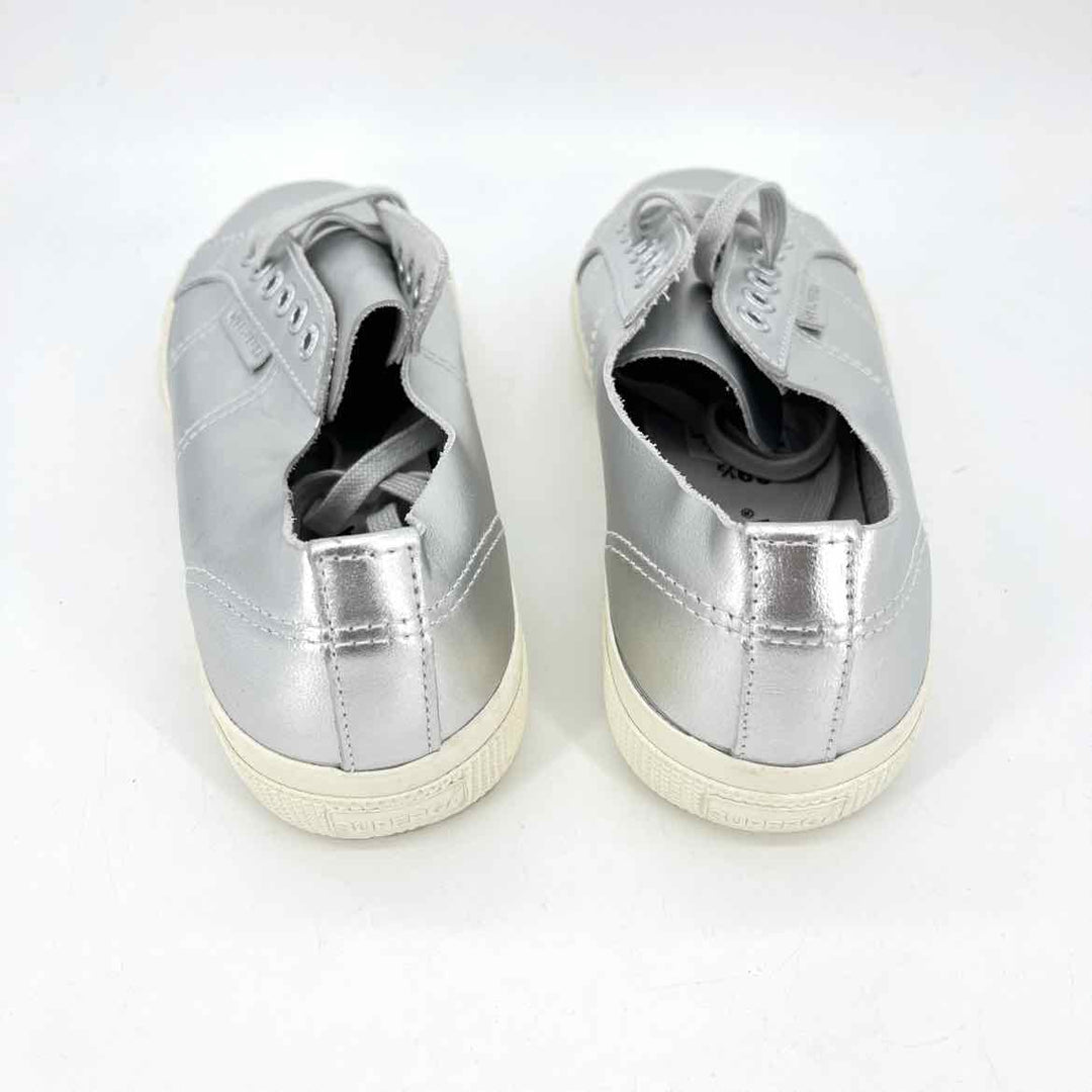 Shoe Size 39.5 SUPER GA Silver Leather Sneakers