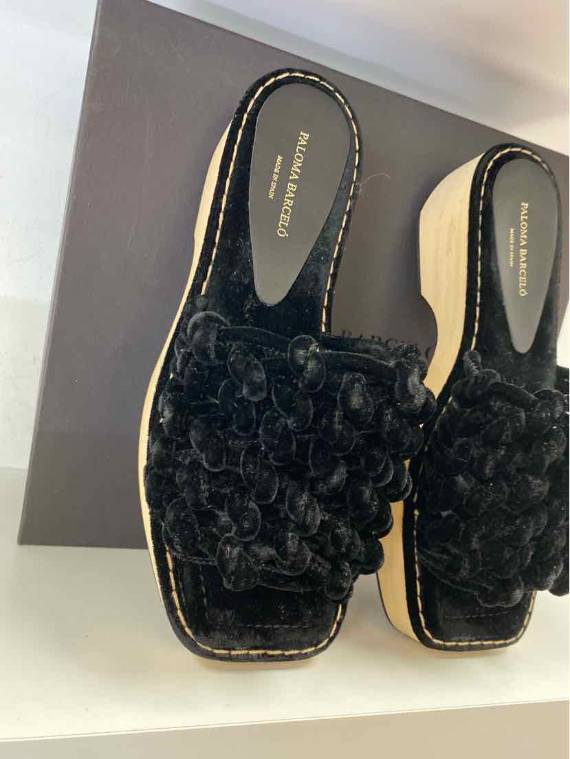 Shoe Size 39 Black Velour Luxury - Sandals