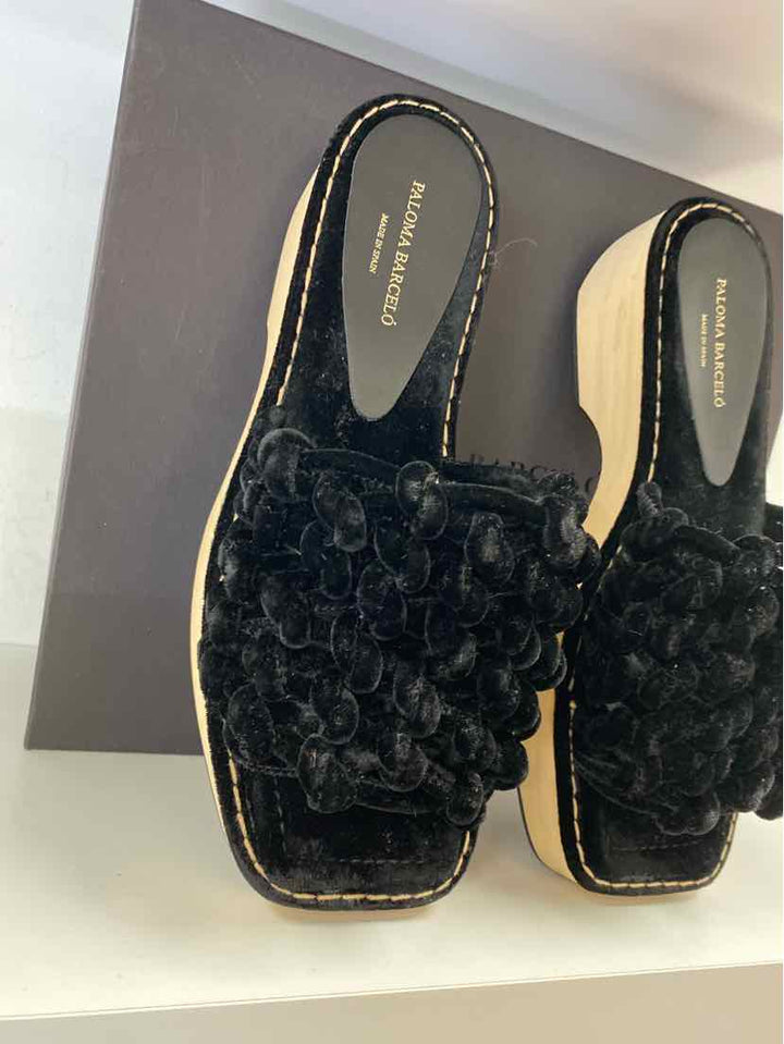 Shoe Size 39 Black Velour Luxury - Sandals
