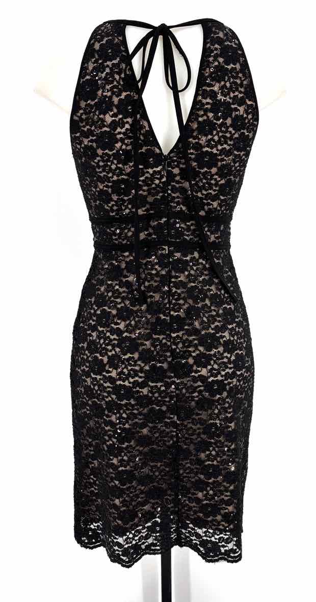 Size 4 R&M RICHARDS Black Lace Sequined Dress