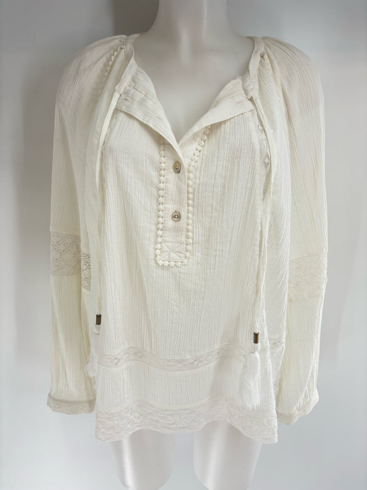 Size L Chico's White Lace Shirt