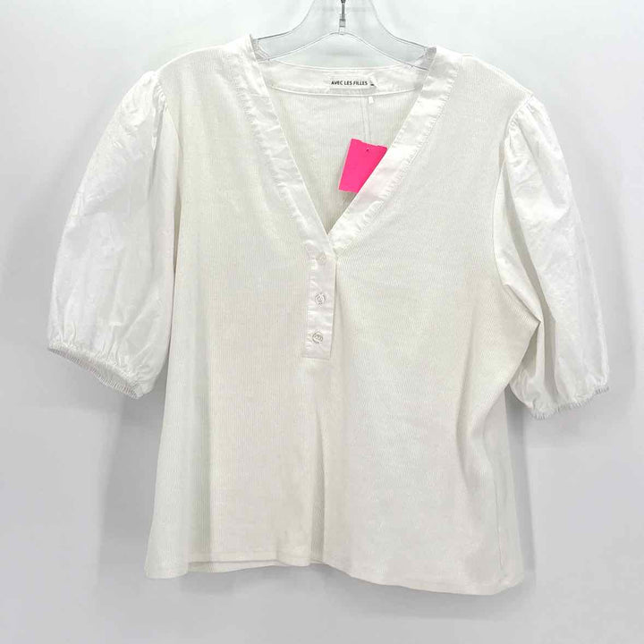 Size L AVEC LES FILLES White Cotton Shirt
