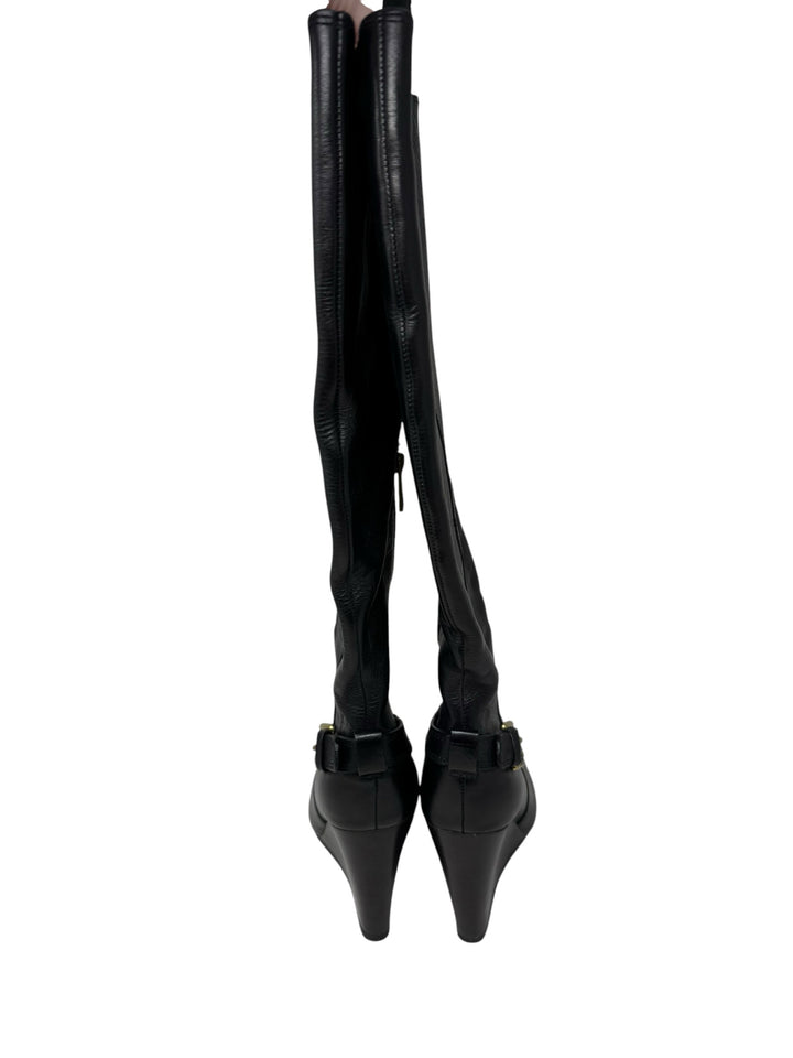 Shoe Size 8 Coach Black Leather Boots