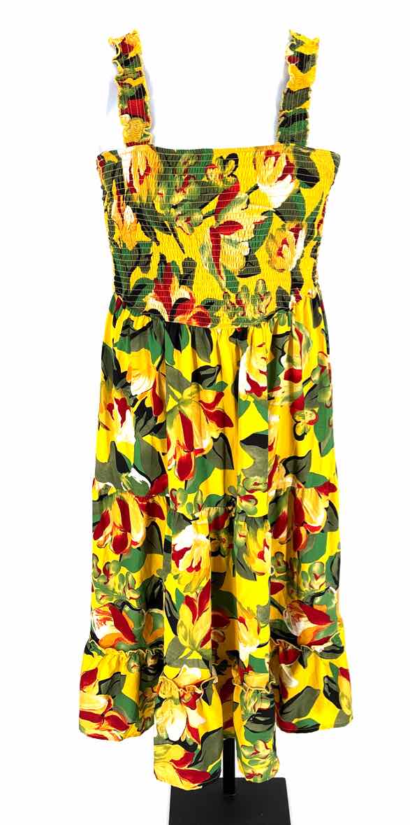 Size 1X Yellow Print Dress