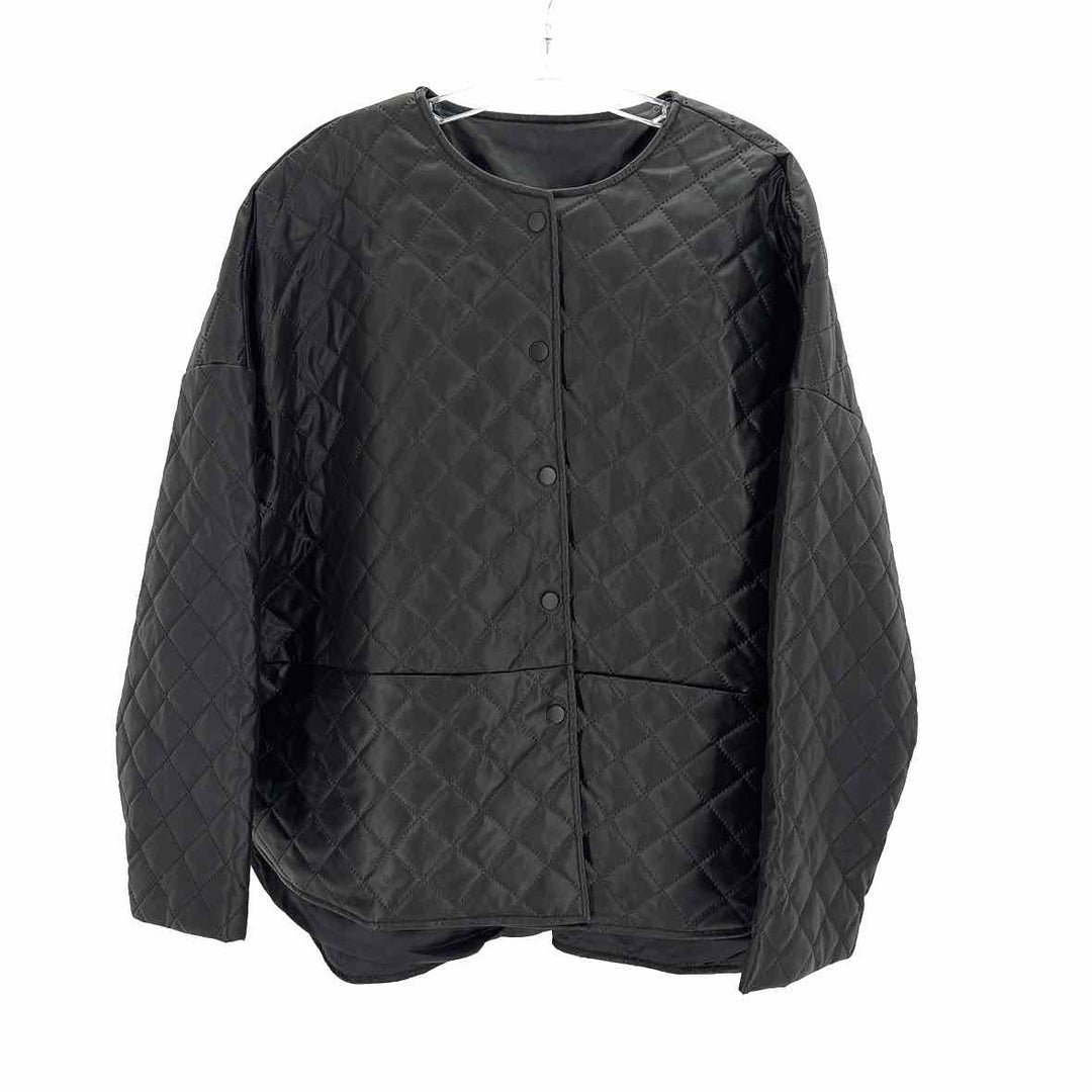 Size 1X Black Faux Leather Quilted Jacket