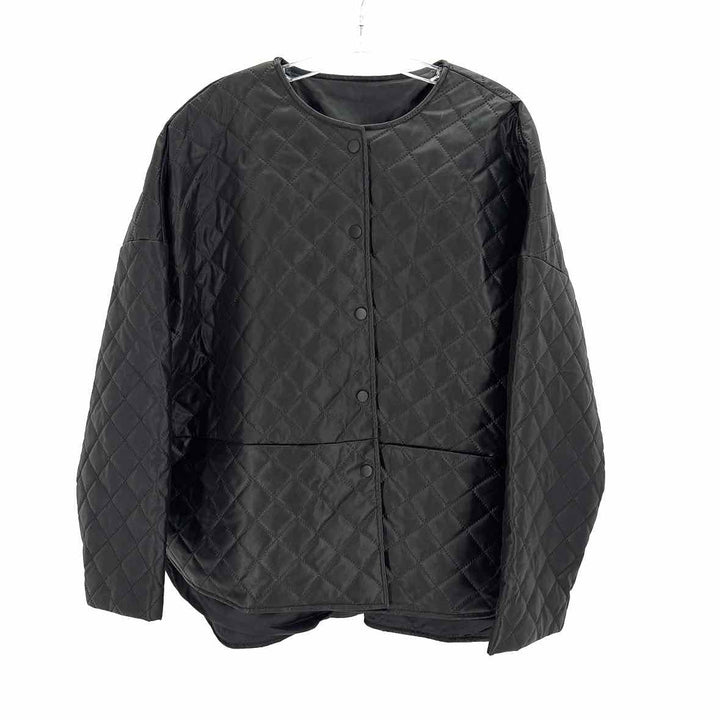 Size 1X Black Faux Leather Quilted Jacket