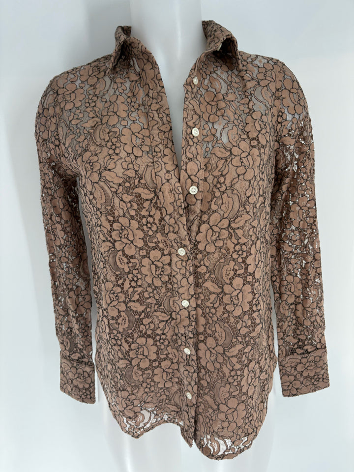 Size 0 J Crew Brown Print Shirt