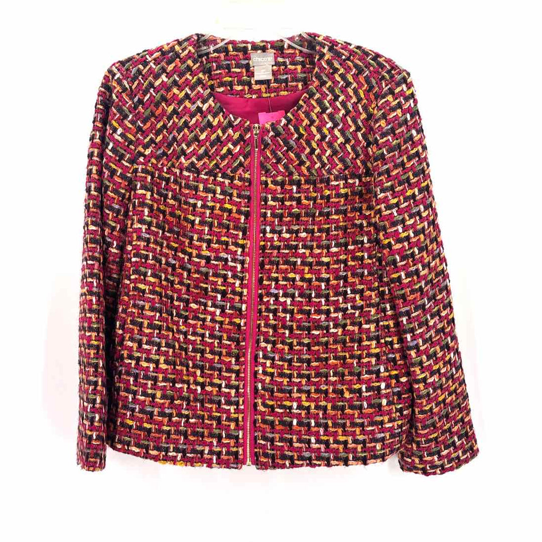 Size L Chico's Fuschia Tweed Blazer