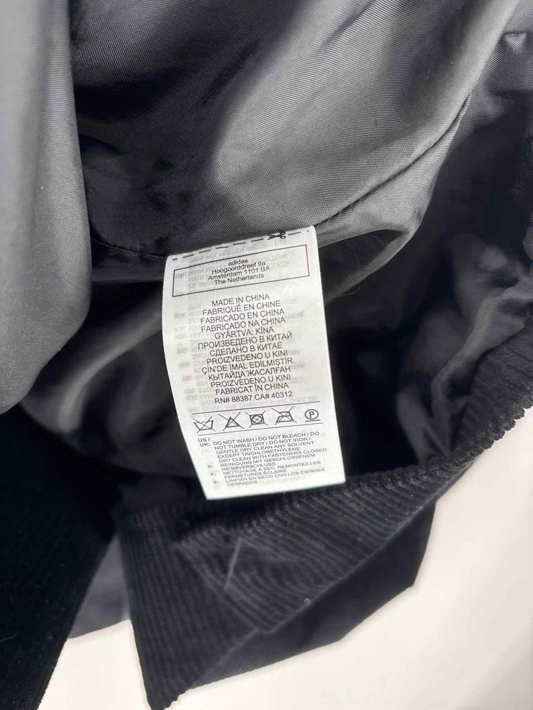 Size L Adidas Black Corduroy Jacket
