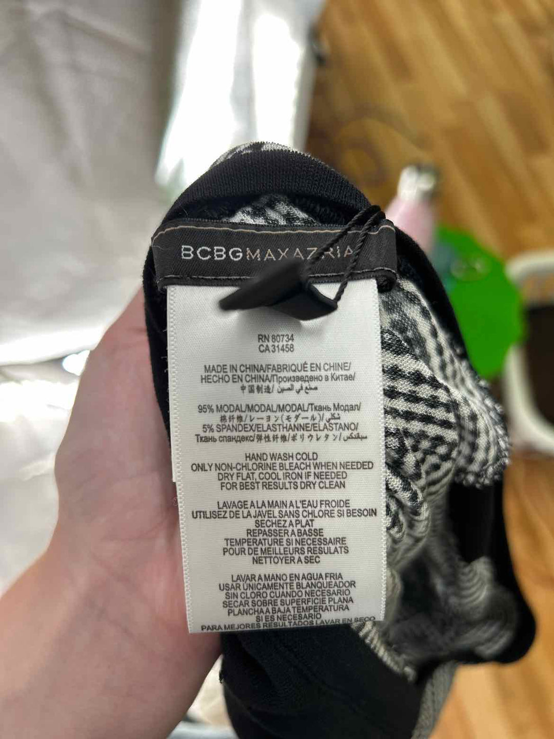 Size L BCBG Black Print Dress