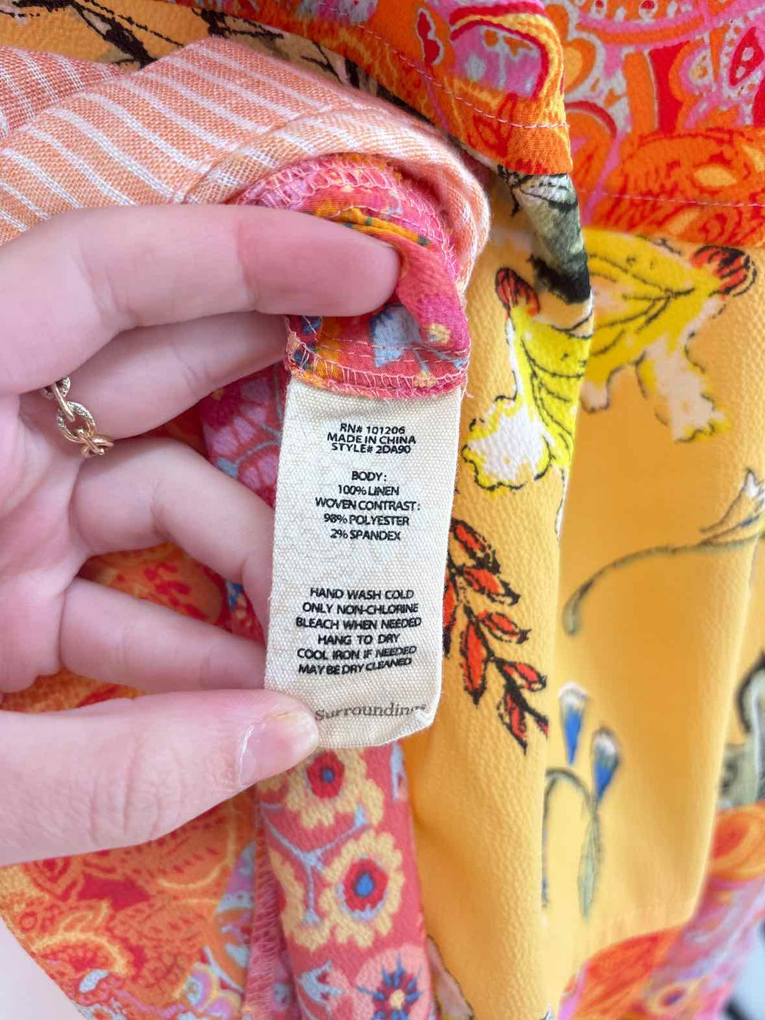 Size L SOFT SURROUNDINGS ORANGE PRINT Shirt