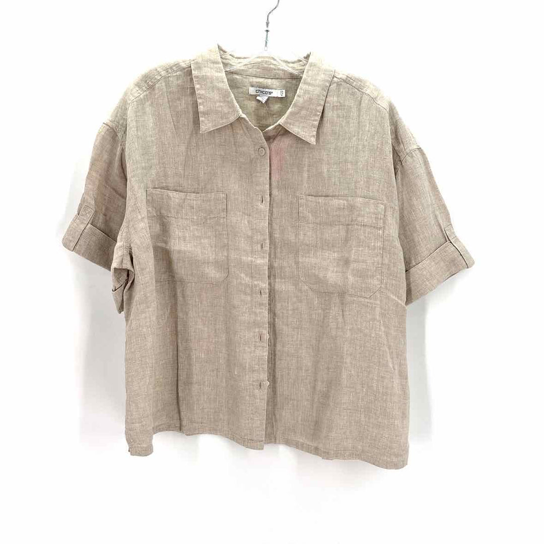 Size L Chico's Tan Linen Shirt