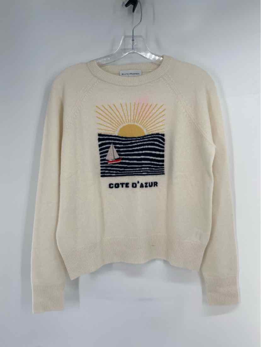 Size XS WHITE + WARREN Cream Sweater