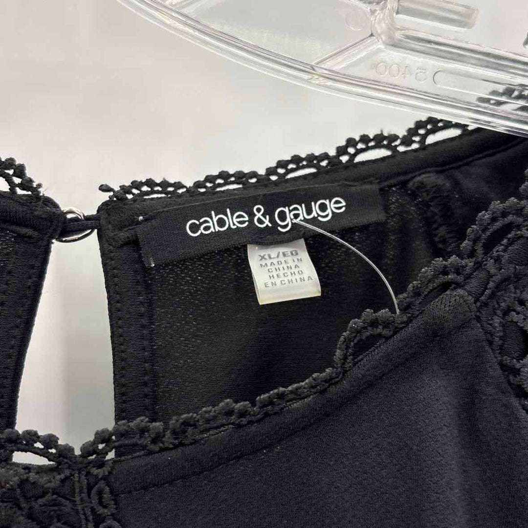 Size XL CABLE & GAUGE Black Lace Shirt