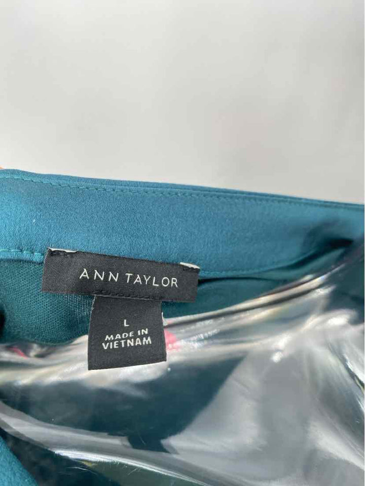 Size L Ann Taylor Green Silk Shirt