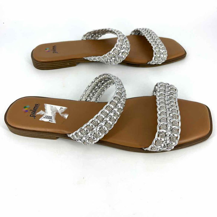 Shoe Size 12 Silver Faux Leather Sandals