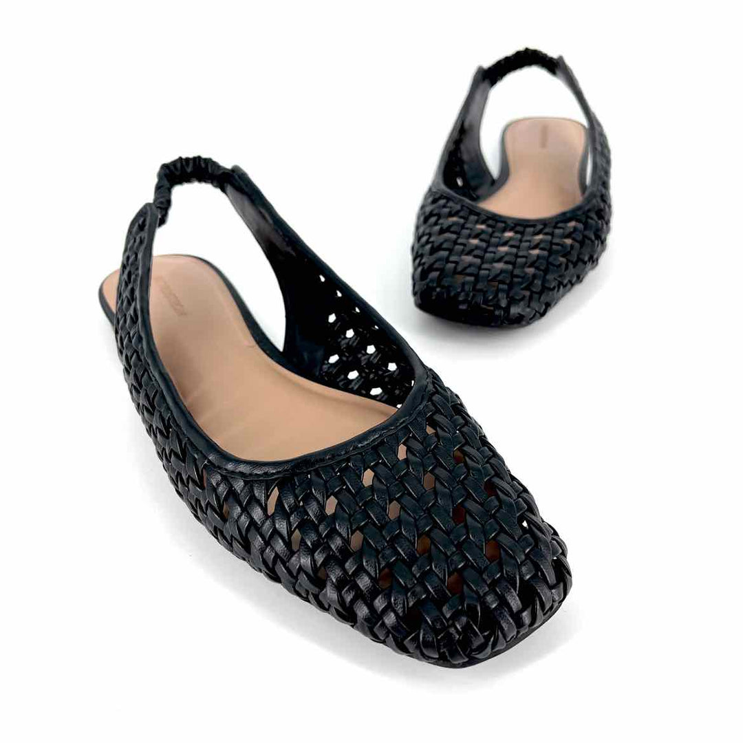Shoe Size 9 Black Faux Leather Flats