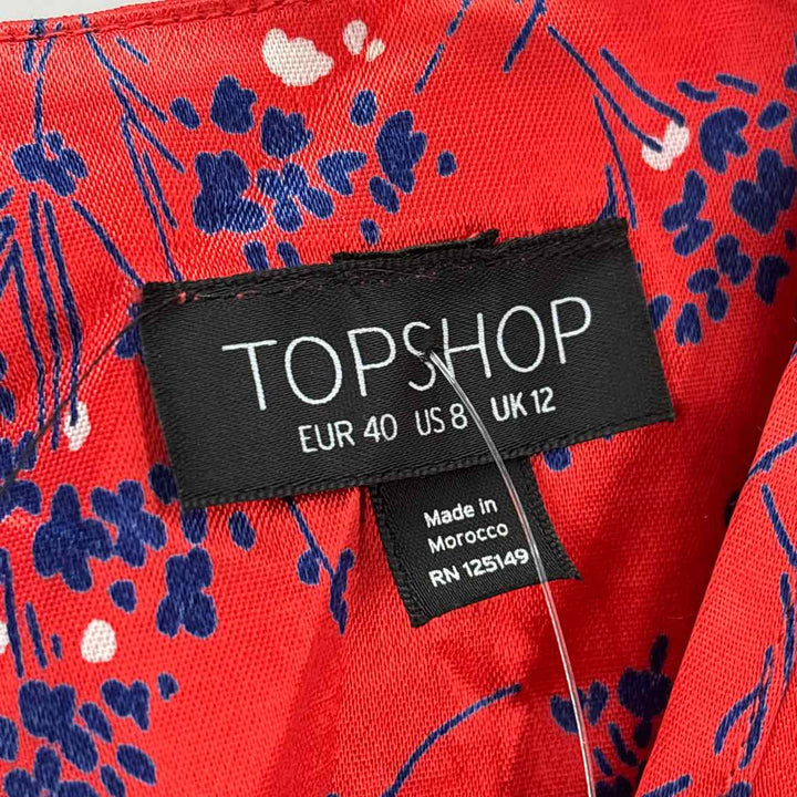 Size 8 TOPSHOP Red Sateen Dress
