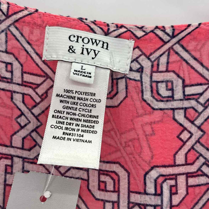 Size L CROWN & IVY PINK PRINT Dress