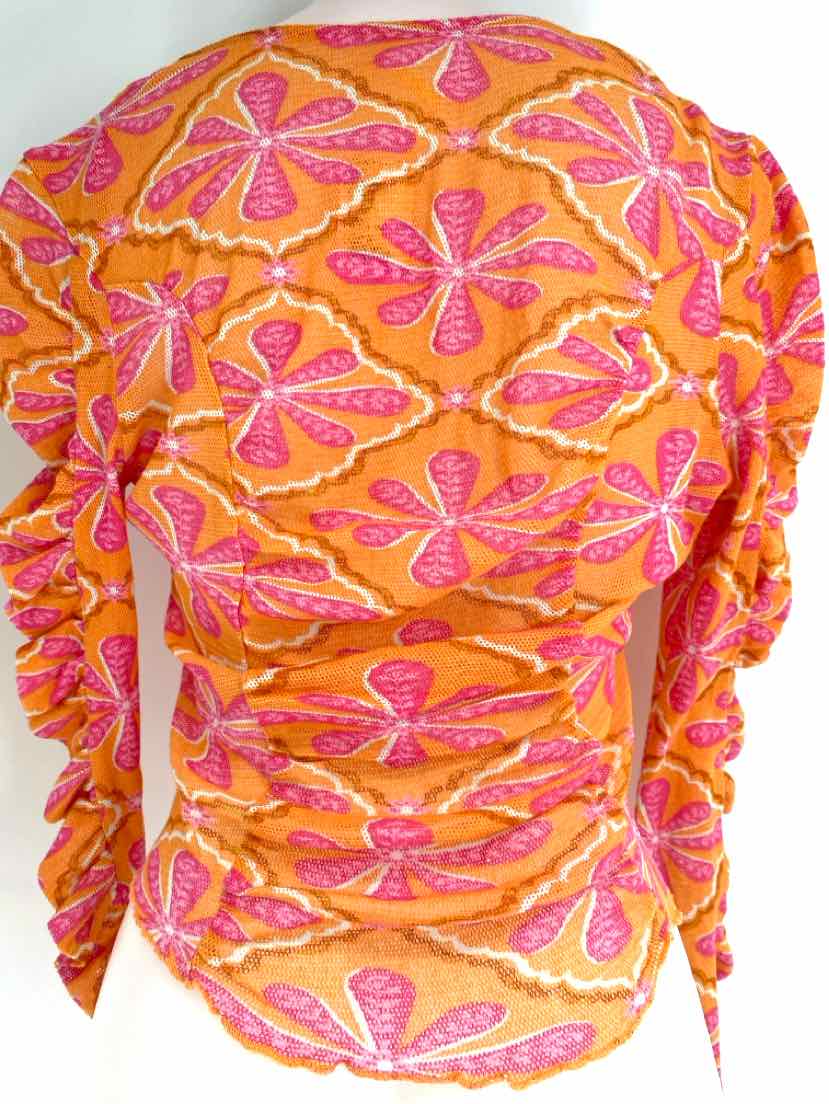 Size S FREE PEOPLE ORANGE PRINT Shirt