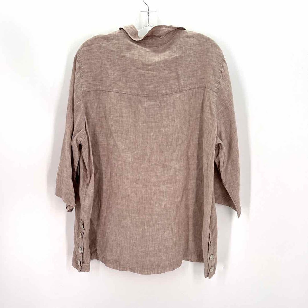 Size 1X Anthropologie Tan Linen Shirt