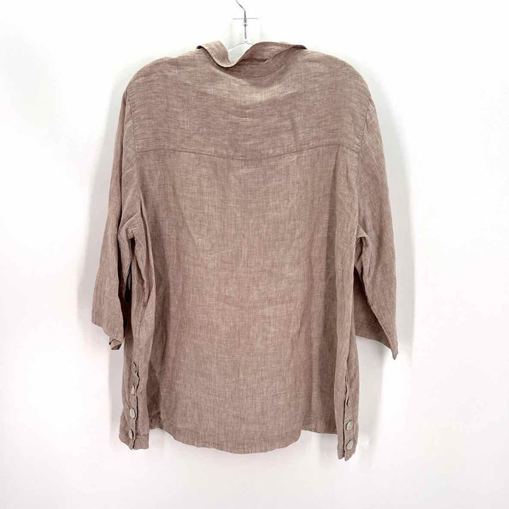 Size 1X Anthropologie Tan Linen Shirt