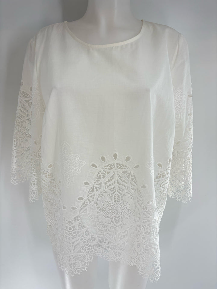 Size L Chico's White Lace Shirt
