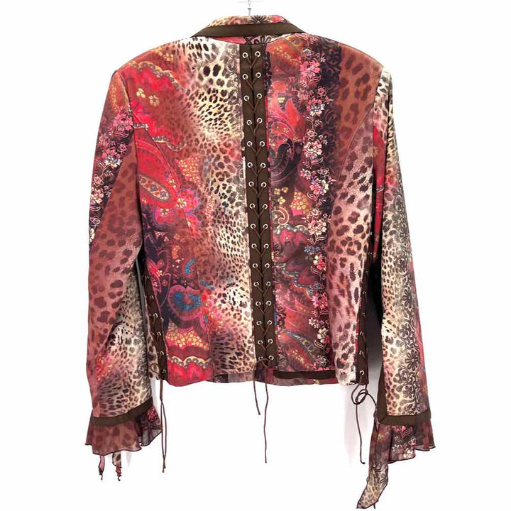 Size 10 BOHO CHIC Brown Print Blazer