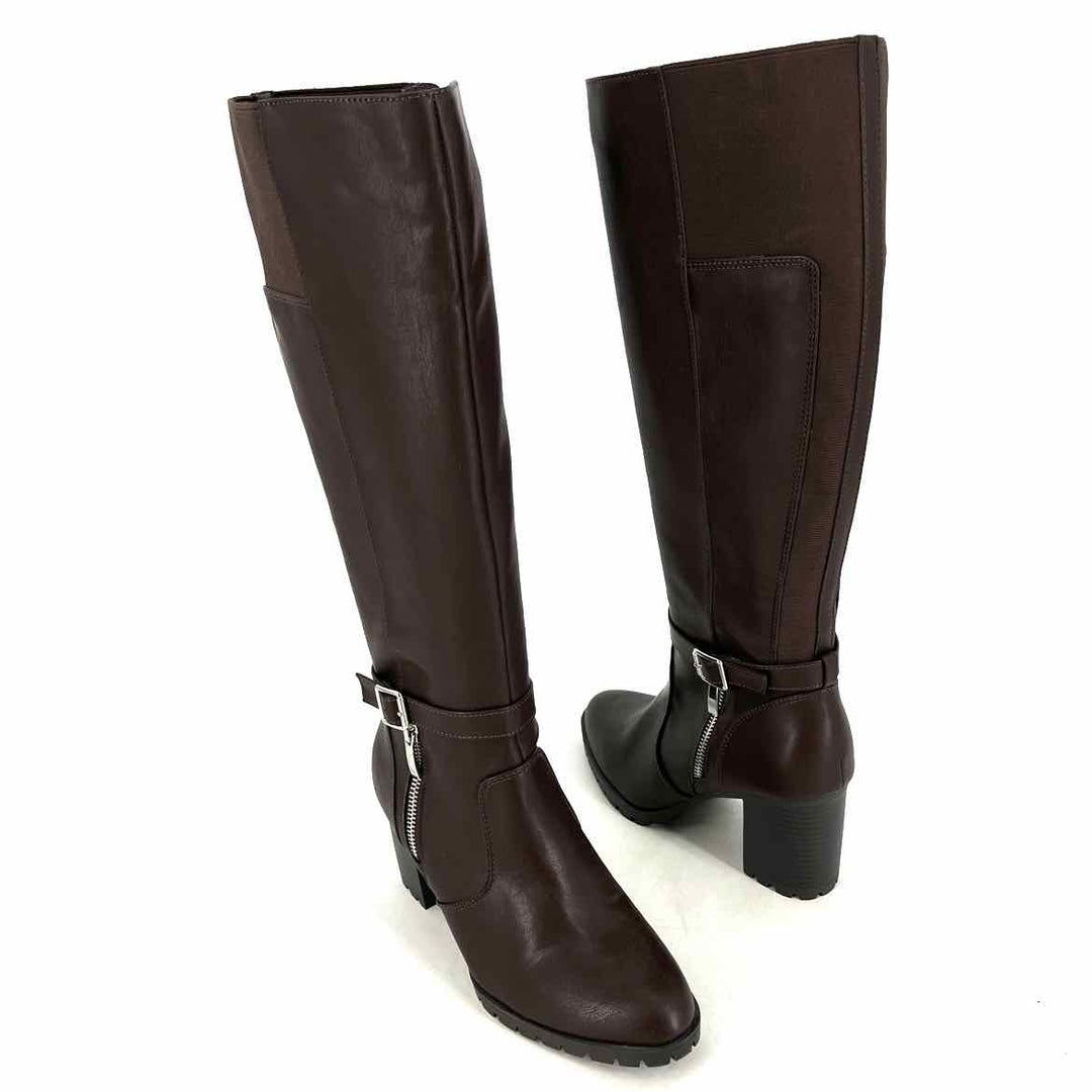 Shoe Size 8 KELLY & KATIE Brown Faux Leather Boots