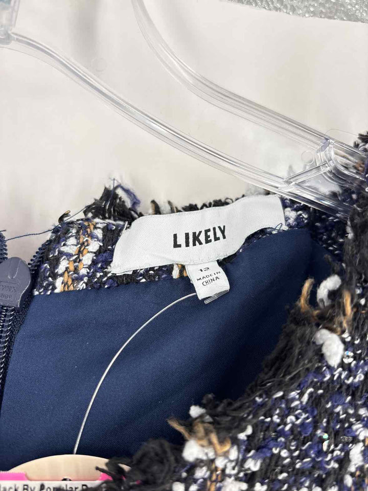 Size 12 LIKELY Navy Print Dress