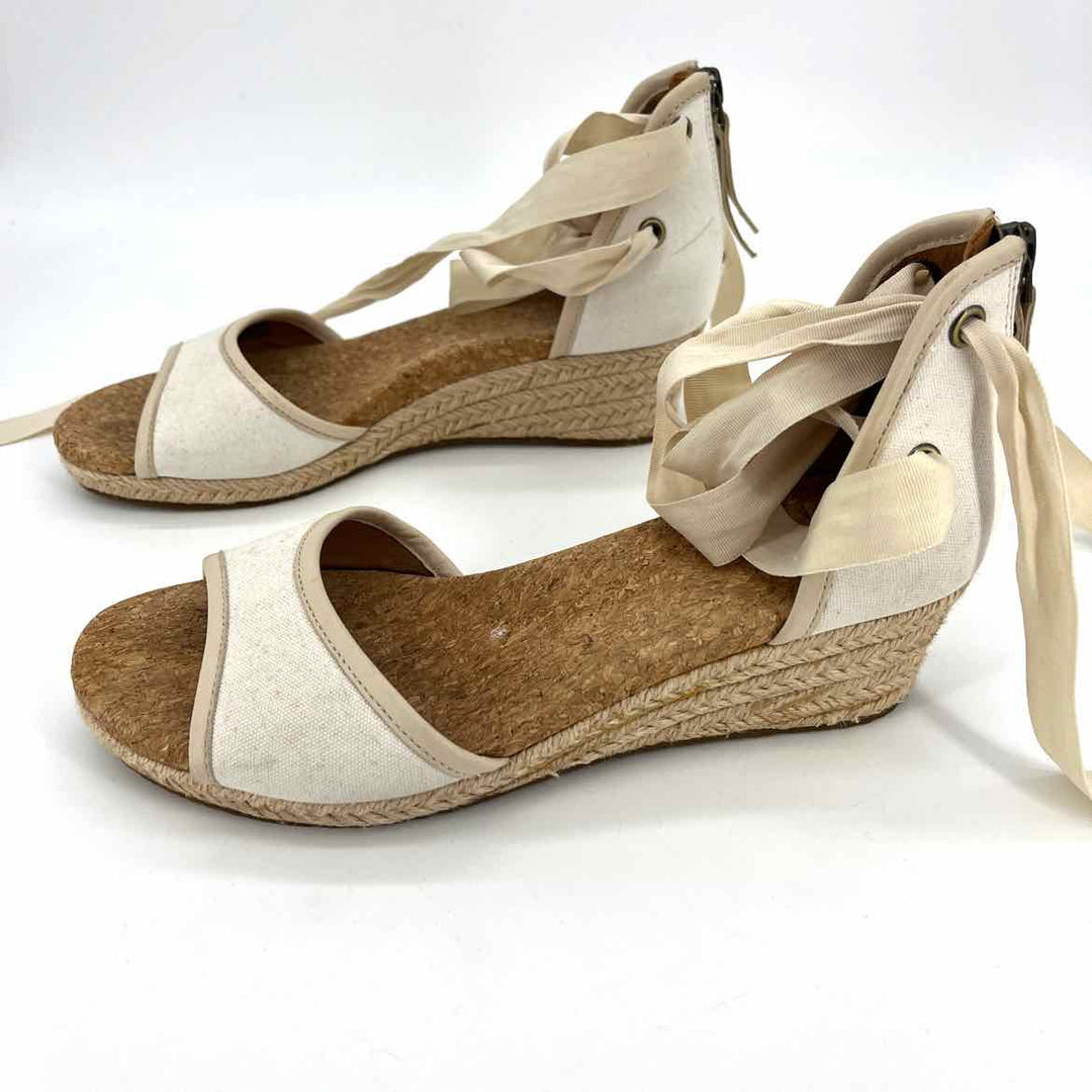 Shoe Size 6.5 Ugg Ivory Canvas Wedge