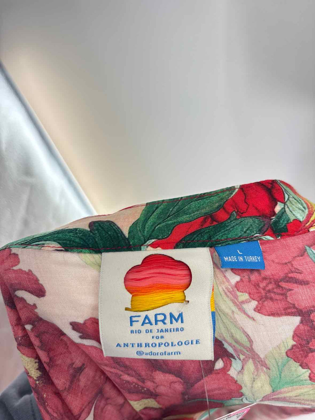 Size L FARM RIO Red Print Skirt