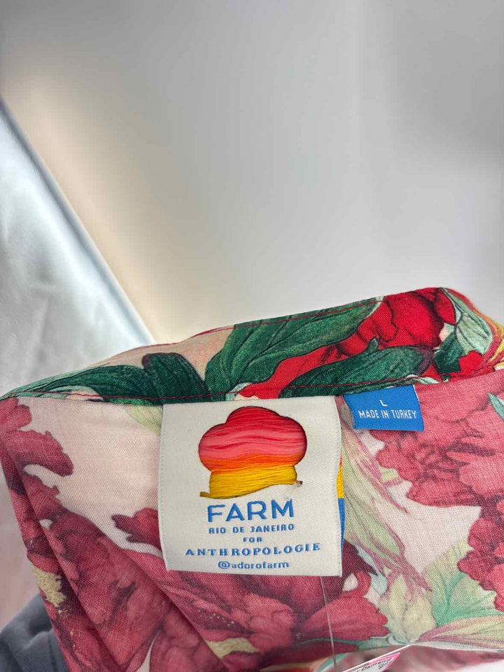 Size L FARM RIO Red Print Skirt