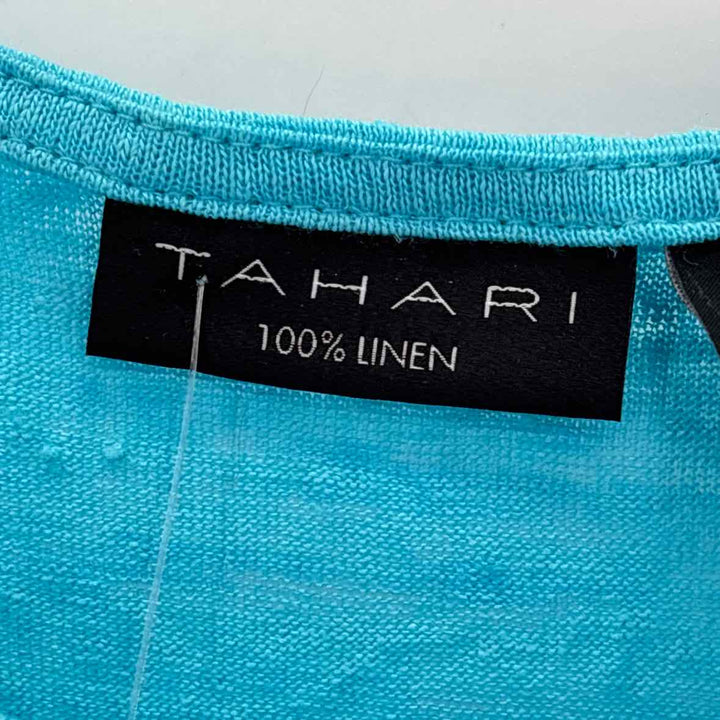 Size M TAHARI Turquoise Linen Shirt