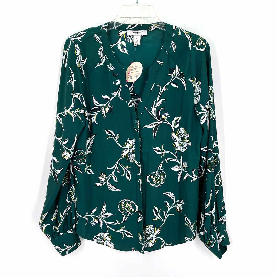 Size M White House Black Market Green Print Shirt