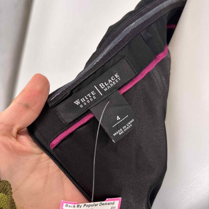 Size 4 White House Black Market Black Sateen Dress