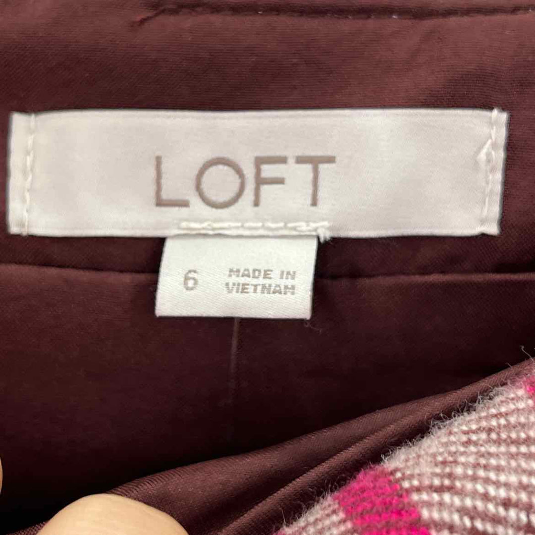 Size 6 LOFT Burgundy Flannel Skirt