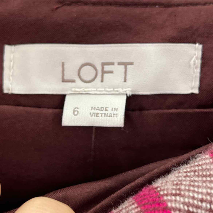 Size 6 LOFT Burgundy Flannel Skirt