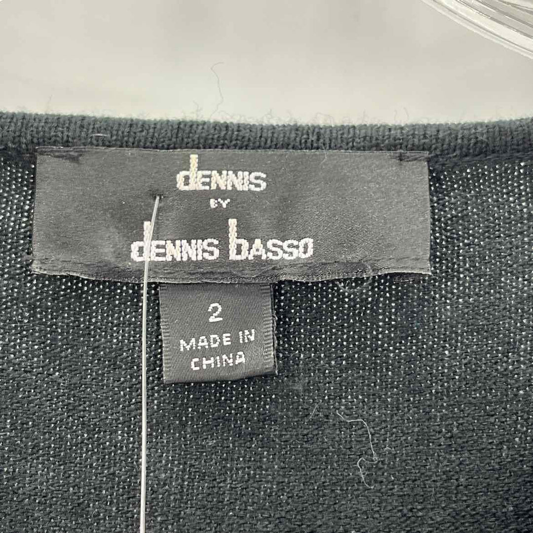 Size 2 DENNIS BASSO Black Knit Faux Leather Dress
