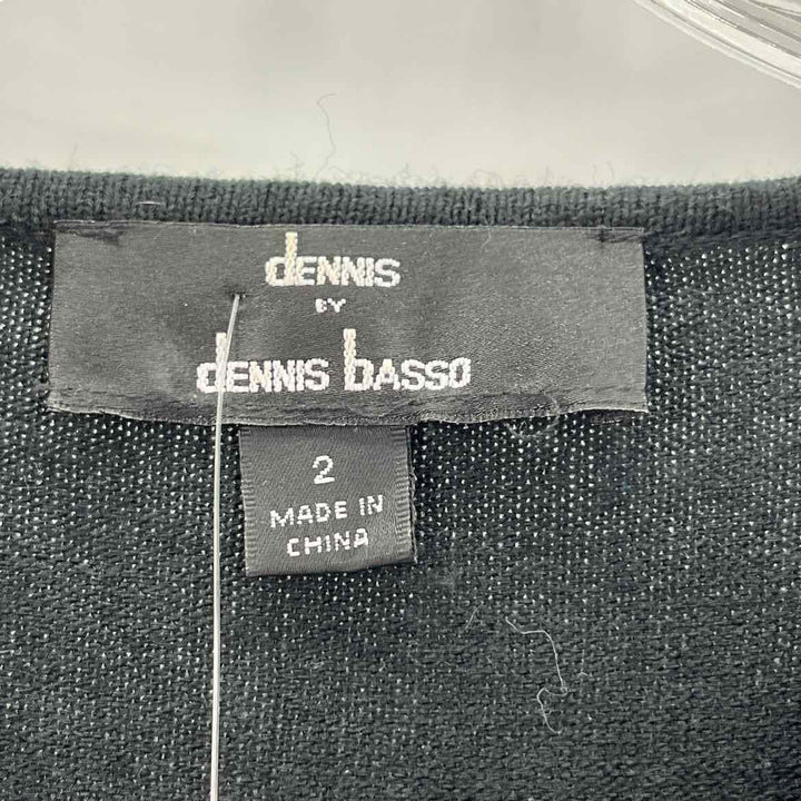 Size 2 DENNIS BASSO Black Knit Faux Leather Dress