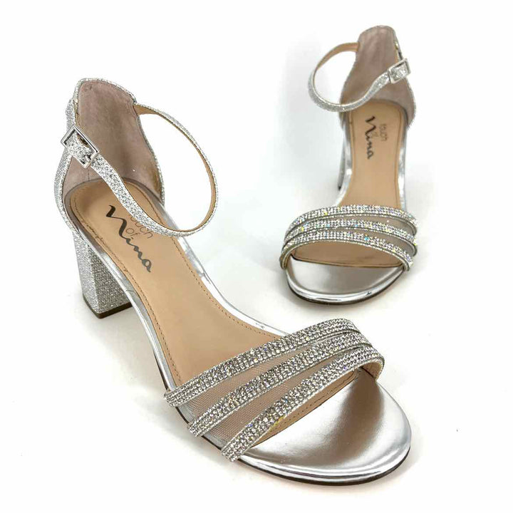 Shoe Size 7 Nina Silver Rhinestone Sandals