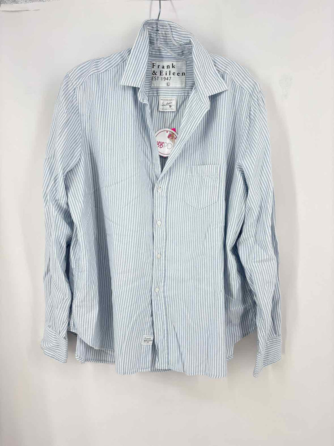 Size L FRANK & EILEEN Blue Print Shirt